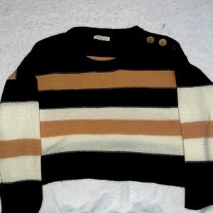 Full circle trends black,white,and pink striped sweater, size LG